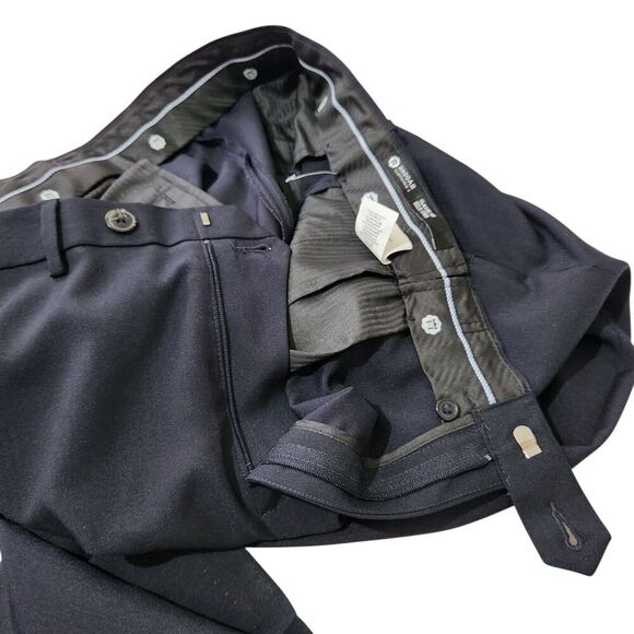 Haggar Dress Pants For Mens Size 38x29 Blue Navy Flat Front - Picture 11 of 15